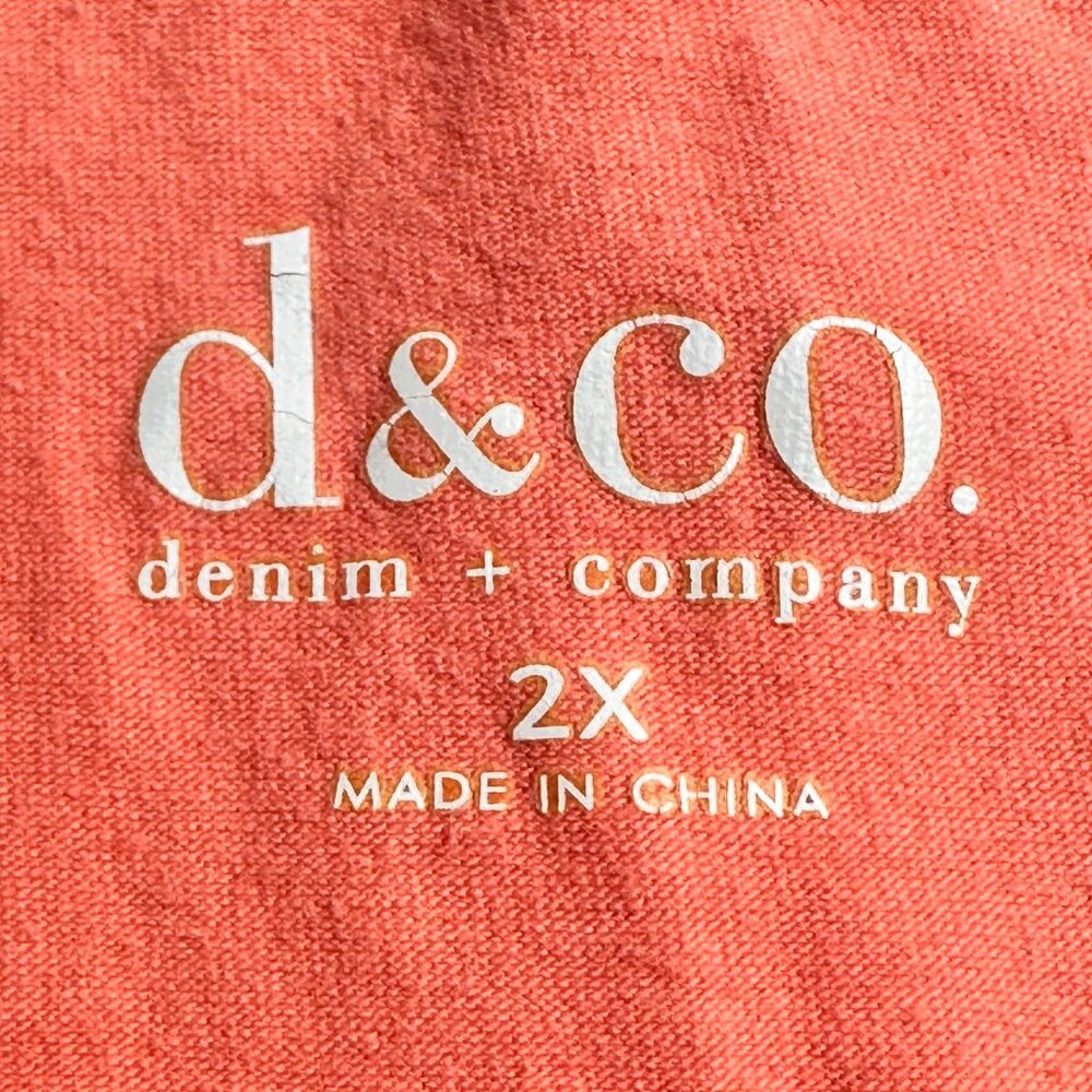 Denim & Co. Womens Embroidered Coral Tank Top 2X Cotton Beach Vacation Resort - Picture 3 of 8